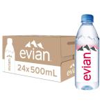 Evian Natural Mineral Water, PET bottle - 500 ml x 24