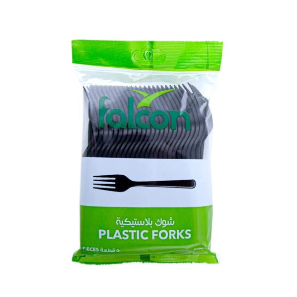 Falcon Heavy Duty Plastic Fork, Black - 50 pcs