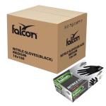 Falcon Nitrile Gloves Powder Free, Medium (Black) - 100 pcs