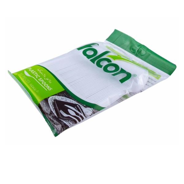 Falcon Plastic Spoon, White - 50 pcs