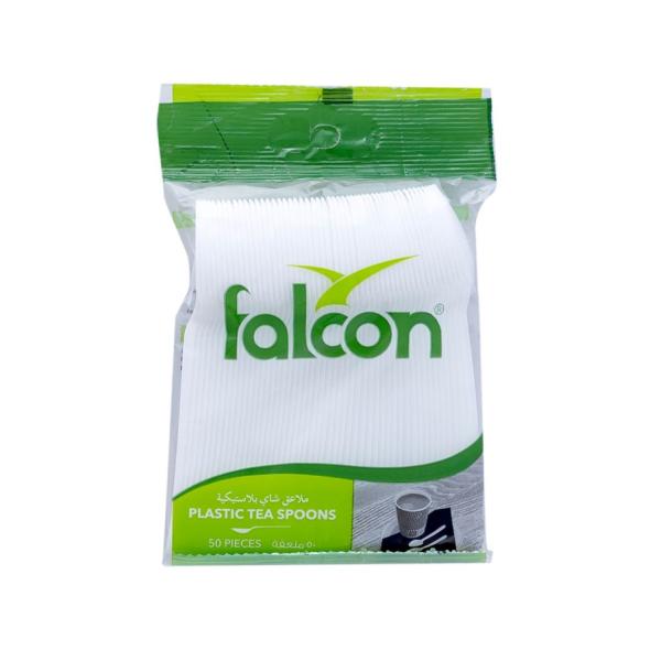 Falcon Plastic Teaspoon, White - 50 pcs