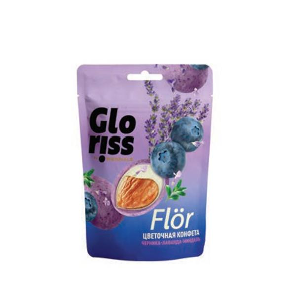 Gloriss FLÖR Almonds Glazed White Chocolate with Blueberry and Lavender - 65g