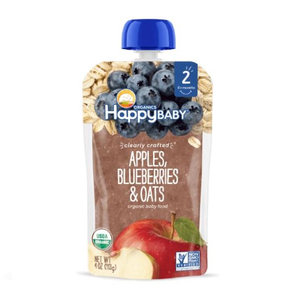 Happy Family Organics Clearly Crafted Stage 2 Apples, Blueberries and Oats - 113g