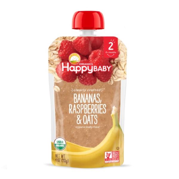 Happy Family Organics Clearly Crafted Stage 2 Bananas, Raspberries and Oats - 113g