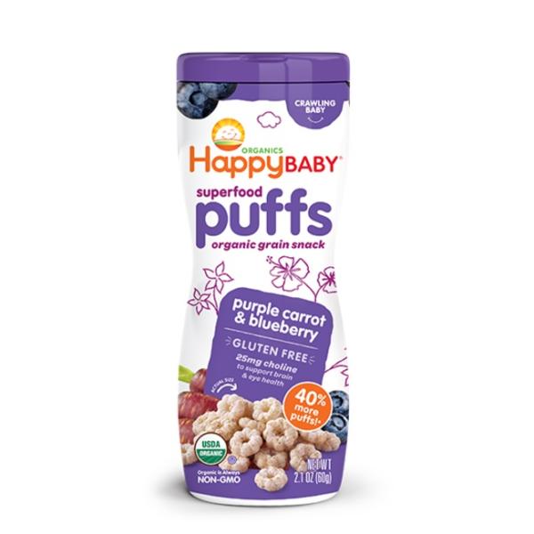 Happy Family Organics Superfood Puffs Purple Carrot and Blueberry - 60g