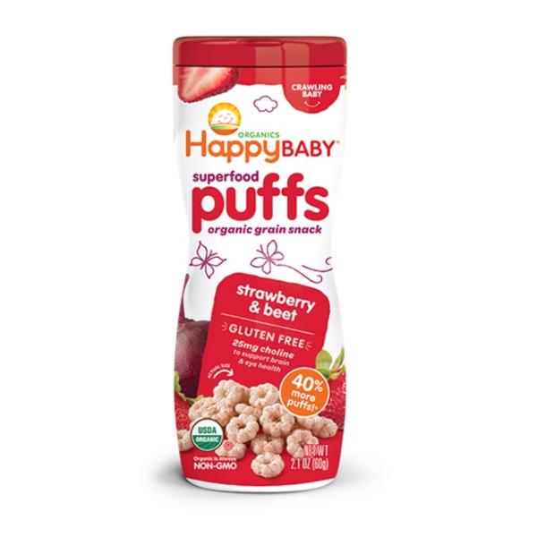 Happy Family Organics Superfood Puffs Strawberry and Beet - 60g