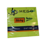 Hego Sticky Notes, 3 x 3 Inch, 5 Colors - 500 Sheets