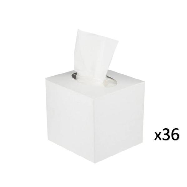 HotPack Square Boutique Facial Tissues, White Box, 2 Ply, 80 sheets - 36 pcs