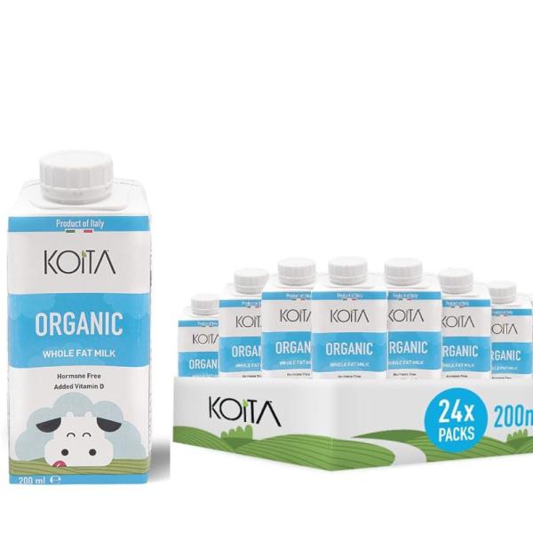 Koita Organic Milk, Whole Fat - 200 ml