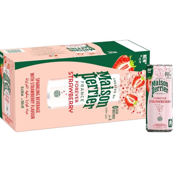 Maison Perrier Strawberry Flavor, Slim Can - 250 ml x 10