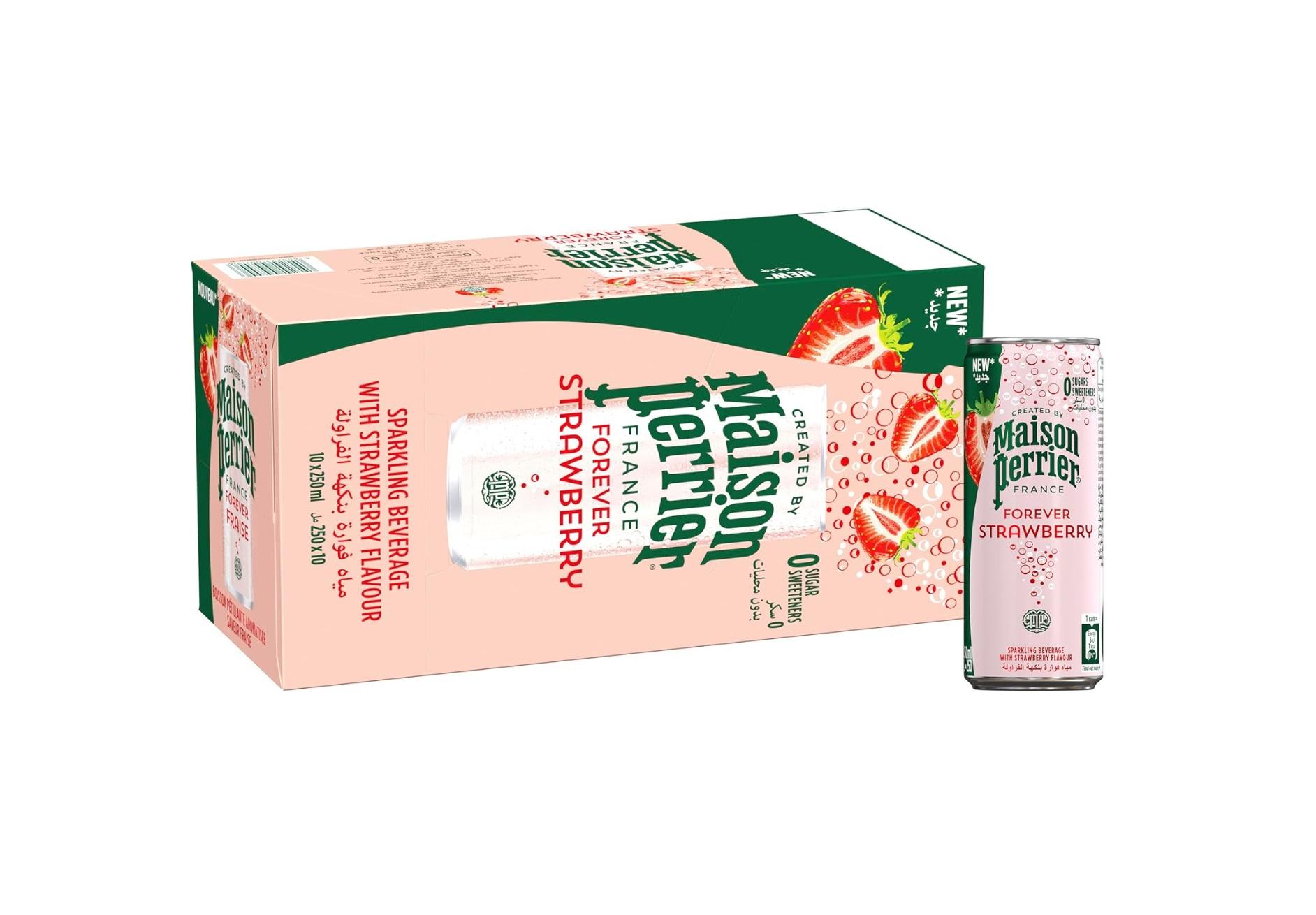 Maison Perrier Strawberry Flavor, Slim Can - 250 ml x 10