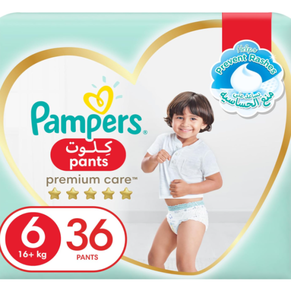 Pampers Premium Care Pants Diapers, Size 6, Extra Large, 16kg, Jumbo Pack - 36 Diapers