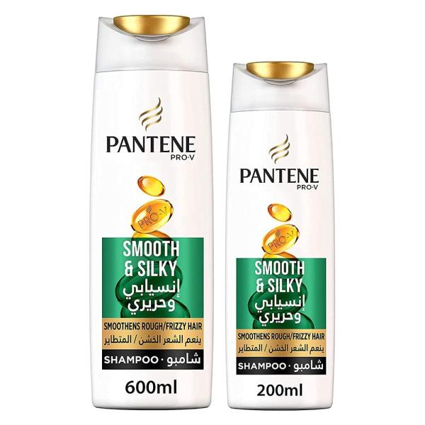 Pantene Pro-V Smooth and Silky Shampoo Pack, 600 ml + 200ml Free