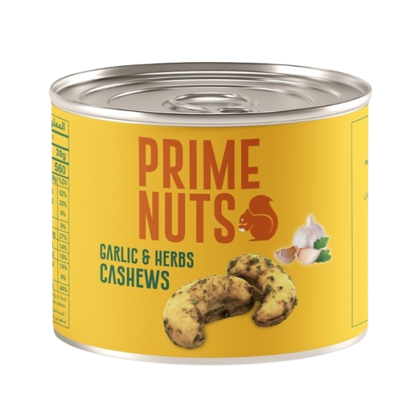 Prime Nuts, Garlic & Herb Cashew, Tin - 125g x 24