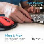 Promate Contour, Comfort Performance Wireless Ergonomic Mouse, Red