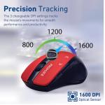 Promate Cursor, EZGrip Ergonomic Wireless Mouse, Red