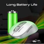 Promate Ken, Dual Mode Wireless Optical Mouse with BT & RF Connectivity, White