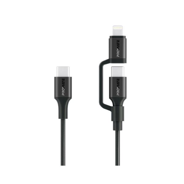 Promate PowerLink-CCi, High Tensile Strength 60W High-Speed Multi-Device Charging Cable, Black