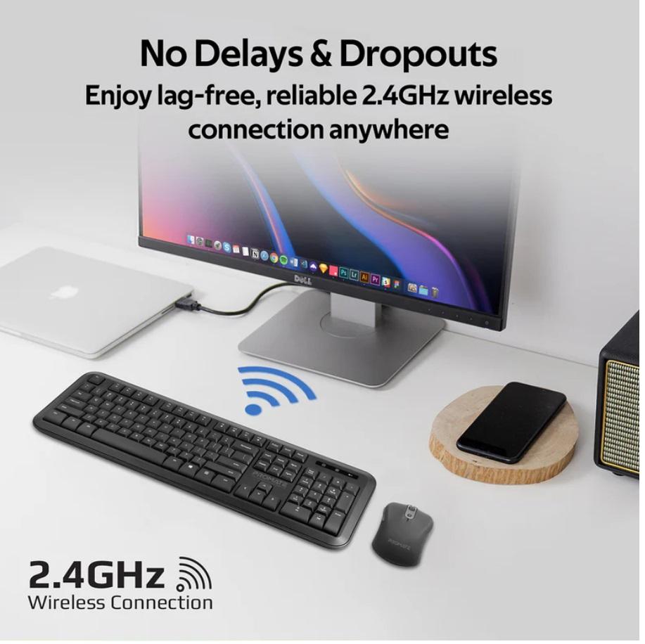 Promate ProCombo-6, Dual Interface Full Size Wireless Keyboard & Mouse Combo