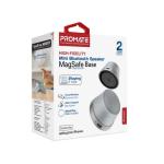 Promate Punch High-Fidelity Mini Bluetooth Speaker with MagSafe Compatible Base, Silver