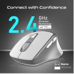 Promate Samit, 2.4GHz Ergonomic 2200 DPI Silent Click Wireless Mouse, White