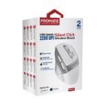 Promate Samit, 2.4GHz Ergonomic 2200 DPI Silent Click Wireless Mouse, White
