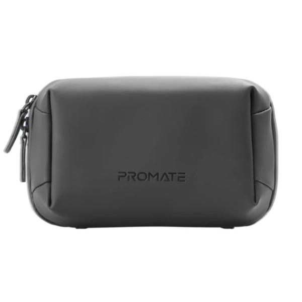Promate Velvena Tech Essential Organizer Pouch Bag, Black