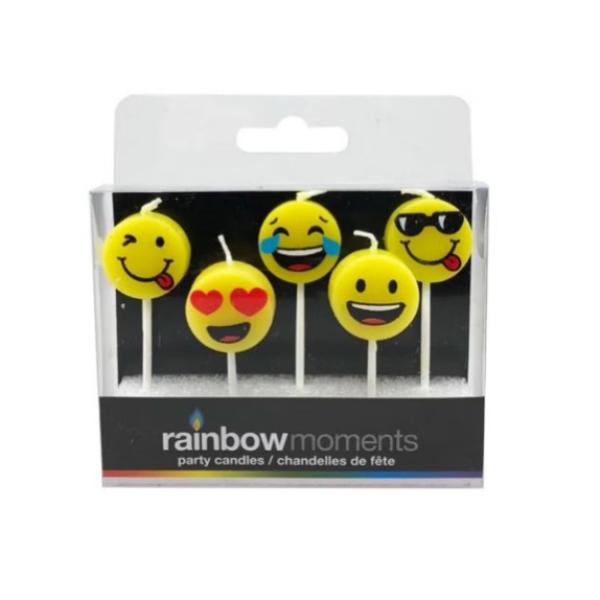 Rainbow Moments Emoji Shape Party Candles - Set of 5