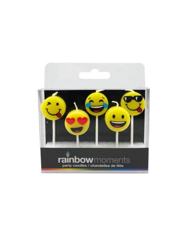 Rainbow Moments Emoji Shape Party Candles - Set of 5