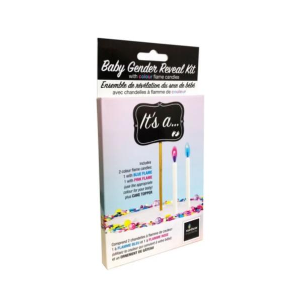 Rainbow Moments 'Its A..' Baby Gender Reveal Cake Topper Candles - 1 Pink & 1 Blue