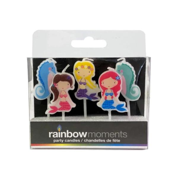 Rainbow Moments Mermaid Shape Party Candles - Set of 5