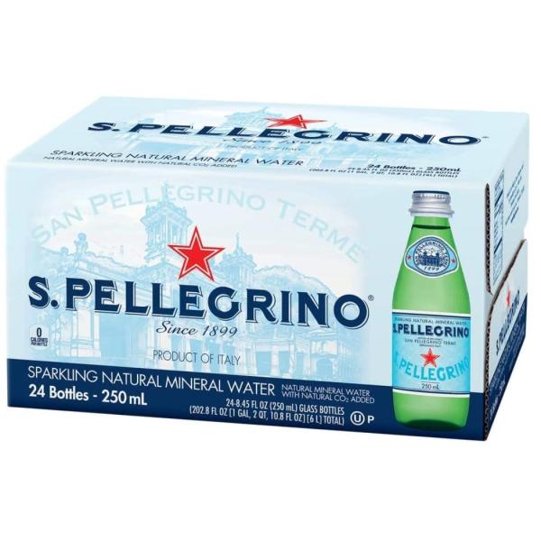 San Pellegrino Sparkling Water, Glass Bottle - 250 ml x 24