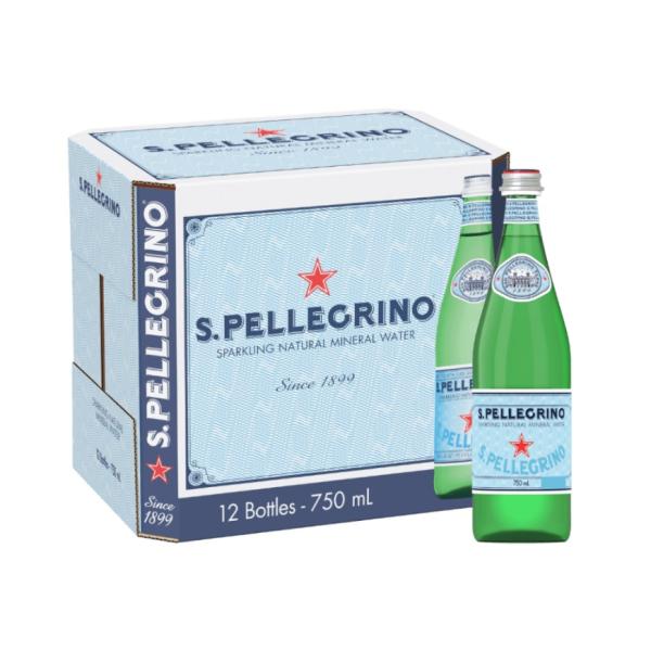 San Pellegrino Sparkling Water, Glass Bottle - 750 ml x 12