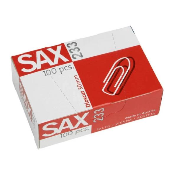 SAX 233 Paper Clips, 30mm - 100 Pieces