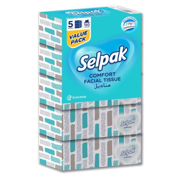 Selpak Comfort Boxed Facial Tissue, 2 Ply - 150 Sheets