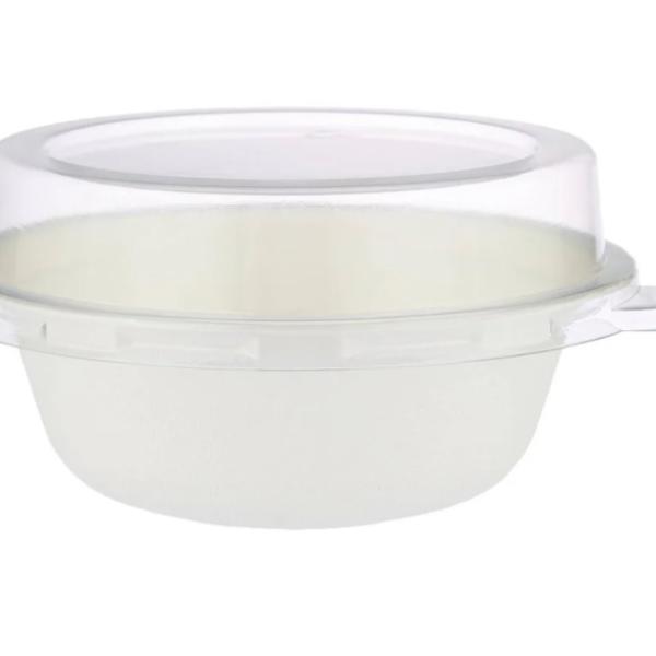 Sugarcane Bagasse Bowl White with PET lid - 32 oz