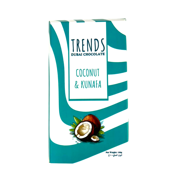 Trends Dubai Chocolate, Coconut & Kunafa - 100g Box with Tray