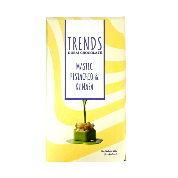 Trends Dubai Chocolate, Mastic Pistachio & Kunafa - 100g Box with Tray