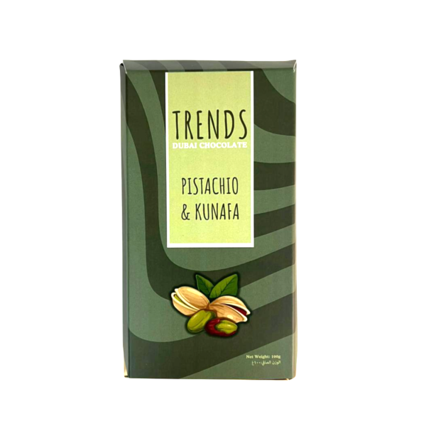Trends Dubai Chocolate, Pistachio & Kunafa - 100g Box with Tray