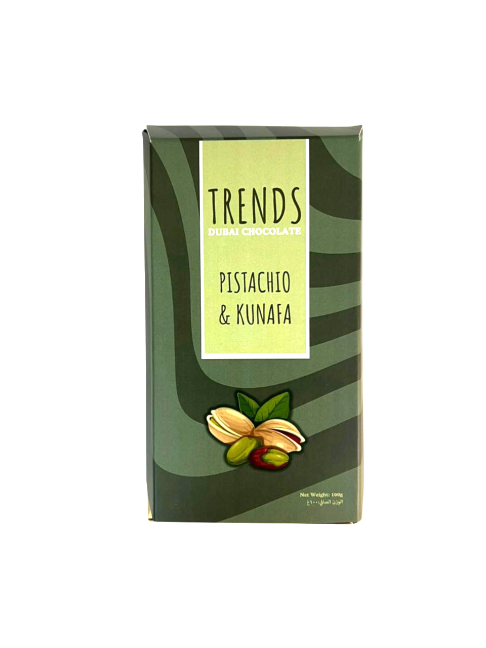 Trends Dubai Chocolate, Pistachio & Kunafa - 100g Box with Tray