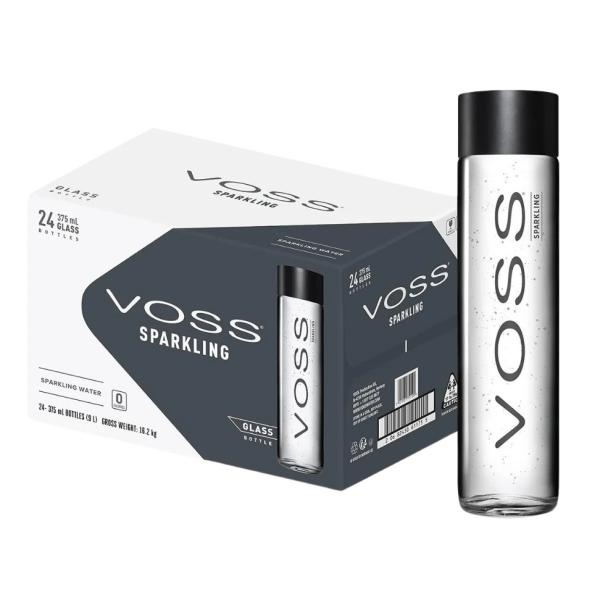 Voss Sparkling Water, Glass bottle - 375 ml x 24