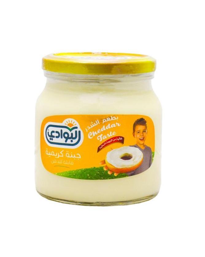 Al Bawadi Cream Cheese Spread (Cheddar), Glass Bottle - 500g