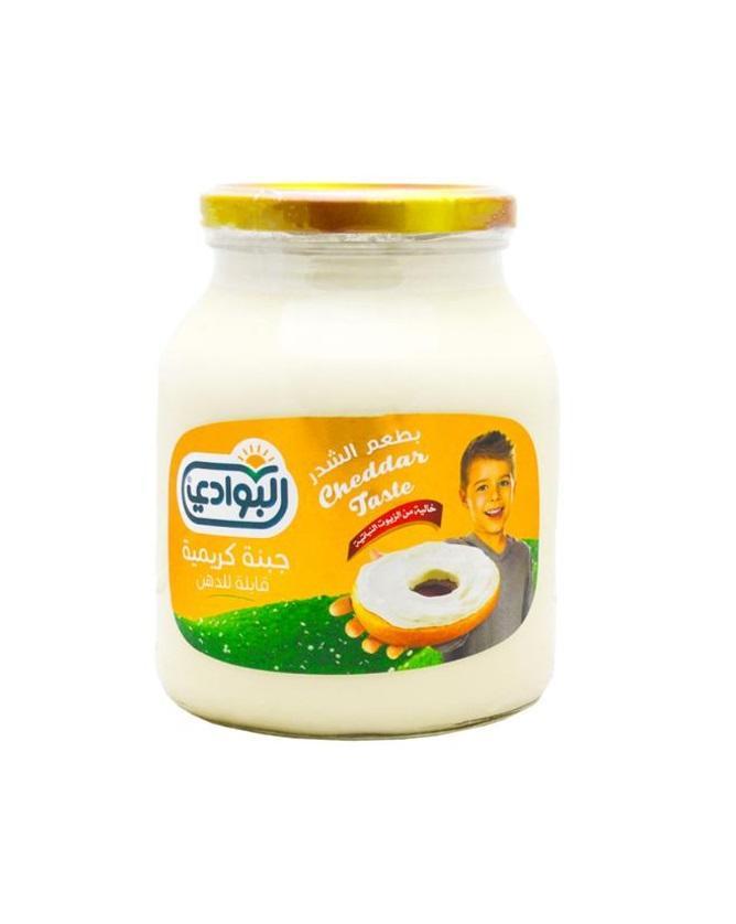 Al Bawadi Cream Cheese Spread (Cheddar), Glass Bottle - 950g