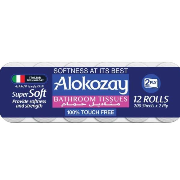 Alokozay Bathroom Tissue, 2 Ply, 200 Sheets - 12 Rolls