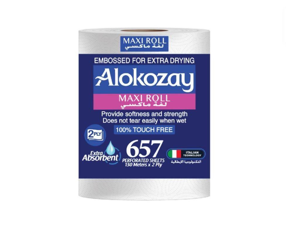 Alokozay Maxi Roll (Hand Towel), 2 Ply, 657 Sheets. 130 meter