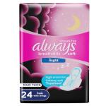 Always Breathable Soft Maxi Thick, Night Sanitary Pads with Wings, 24 pads