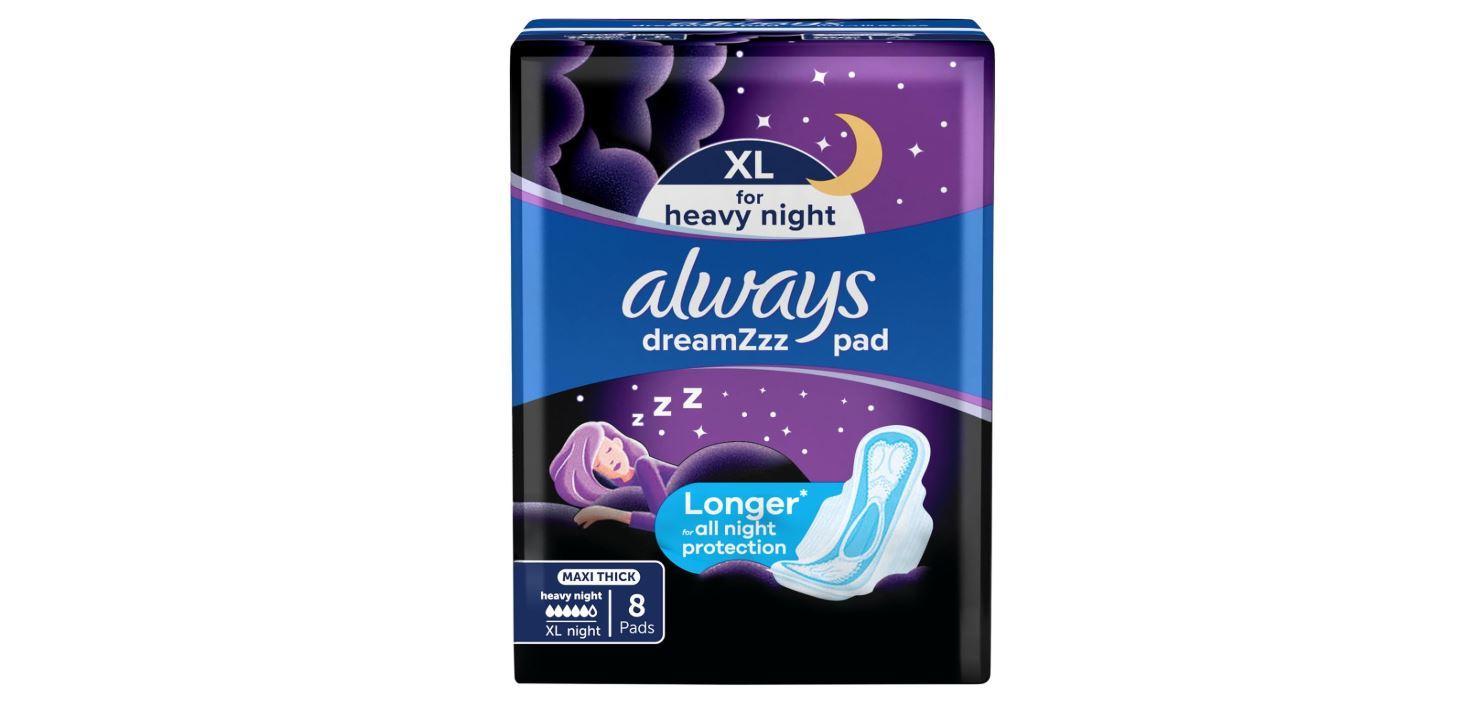 Always Cool & Dry Maxi Thick, Night Sanitary Pads with Wings, 8 pads