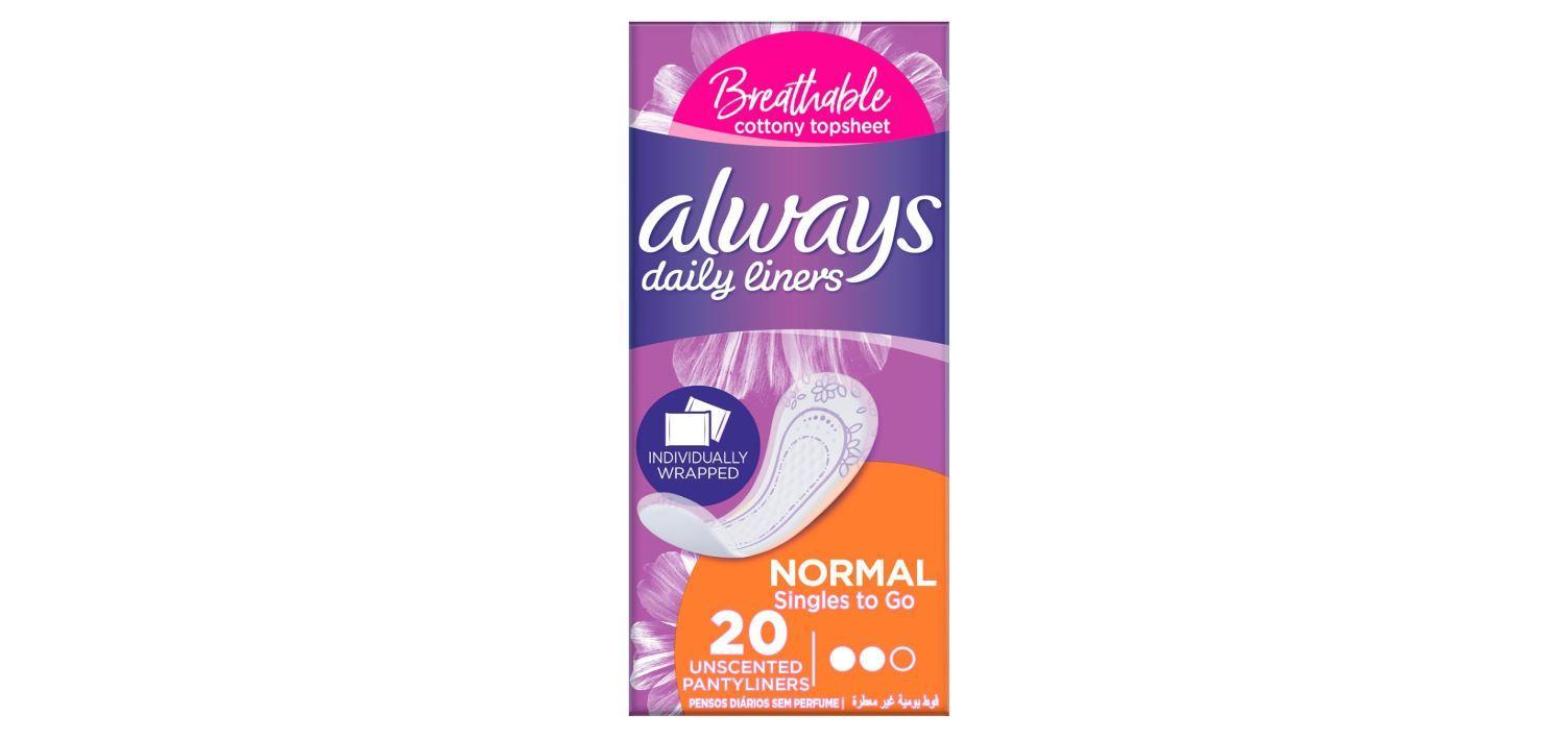 Always Daily Liners Comfort Protect Individually Wrapped, 20 Count