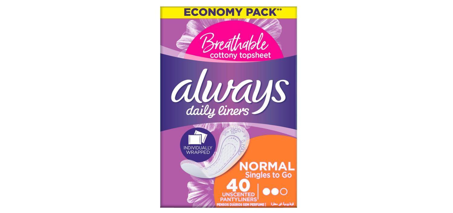 Always Daily Liners Comfort Protect Individually Wrapped, 40 Count