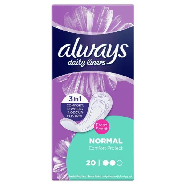 Always Daily Liners Comfort Protect Normal Fresh Scent 20 ct